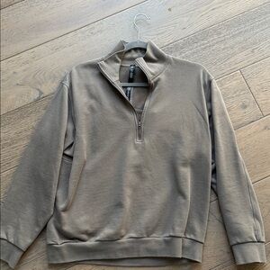 Green-Brown Quarter-Zip Pullover